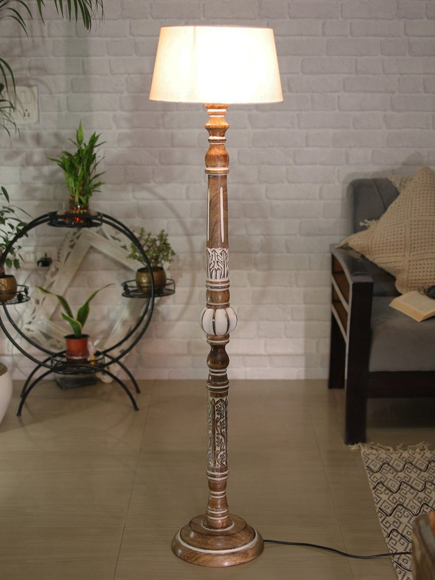 64" x 8.9" x 10.5" Smart Light Full Spectrum Floor Lamp (Includes LED Light Bulb) White - Verilux