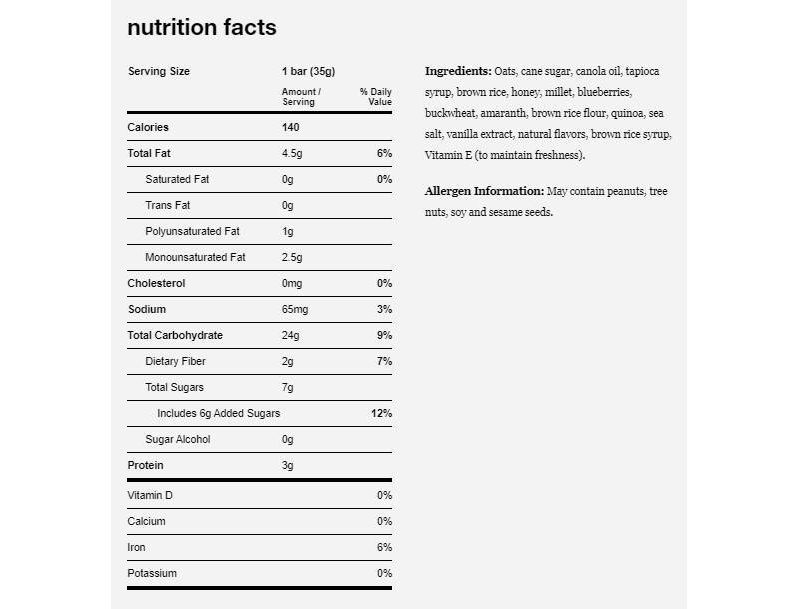 KIND Healthy Grains Bars Vanilla Blueberry - 18oz/15ct