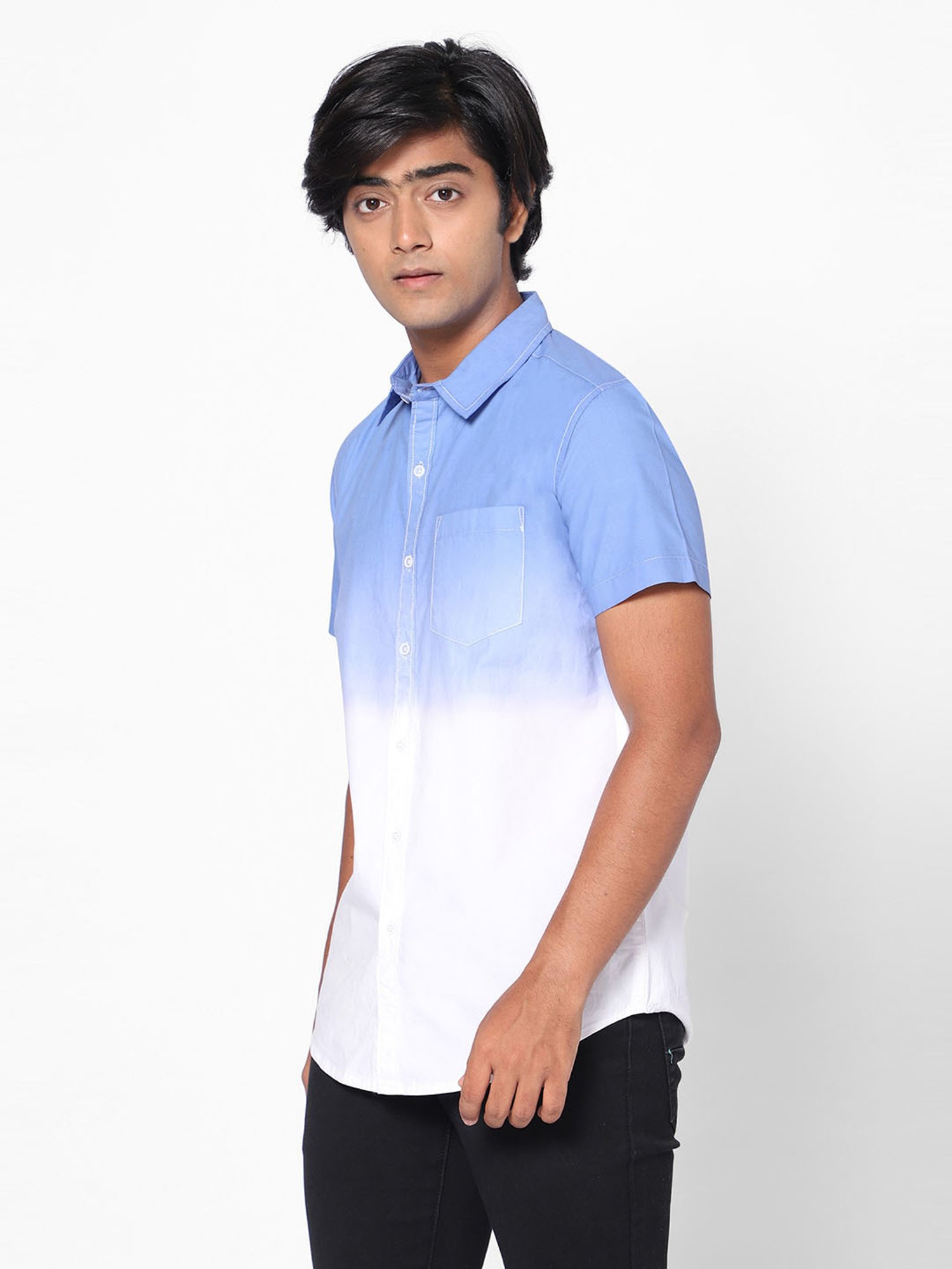 TeenTrums Boys White & Blue Tie & Dye Shirt