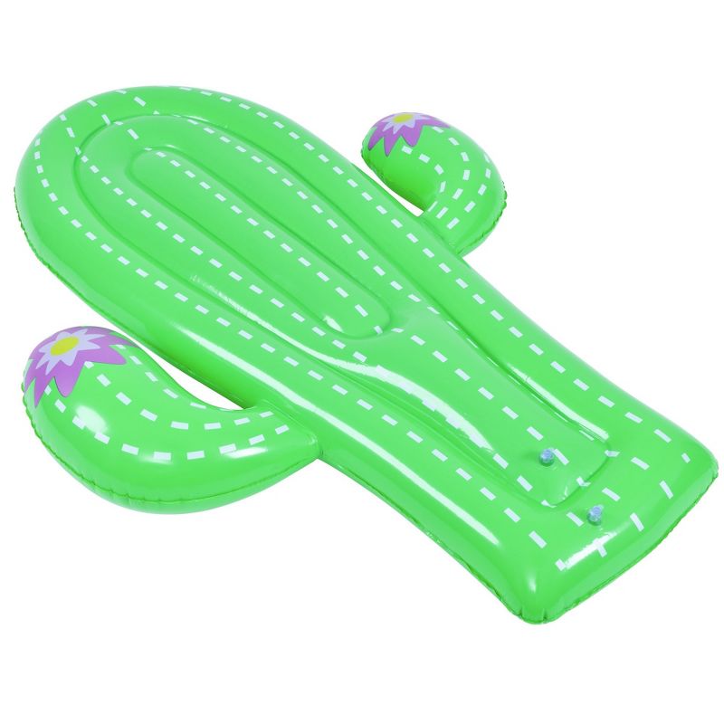 Pool Central 70.5" Jumbo Cactus Inflatable 1-Person Swimming Pool Mattress Float - Green