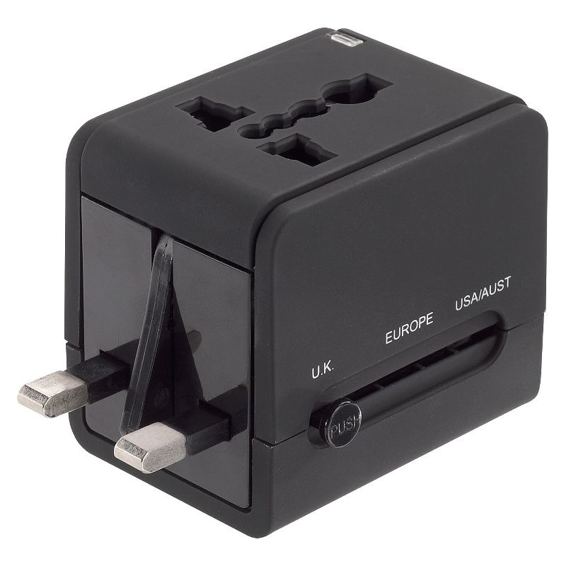 Lewis N. Clark Global Adapter with 2.4A Dual USB Charger - Black