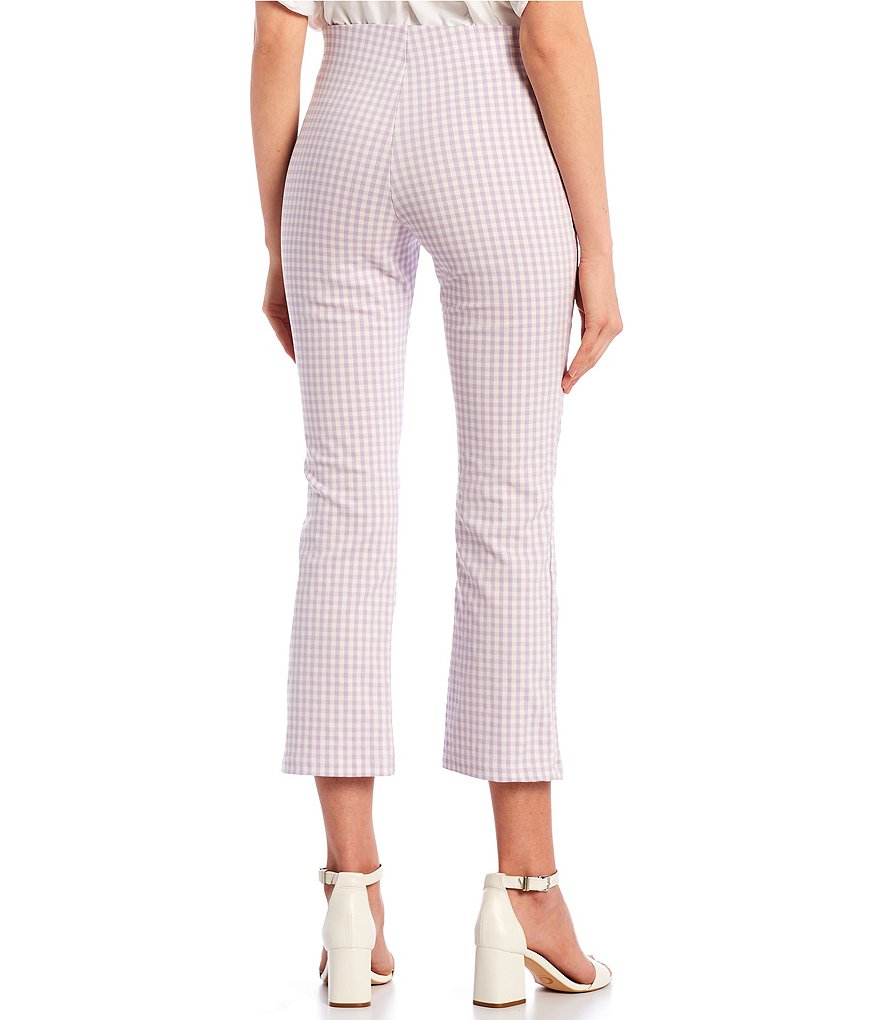 Originality Mid Rise Plaid Kick Flare Cropped Pants