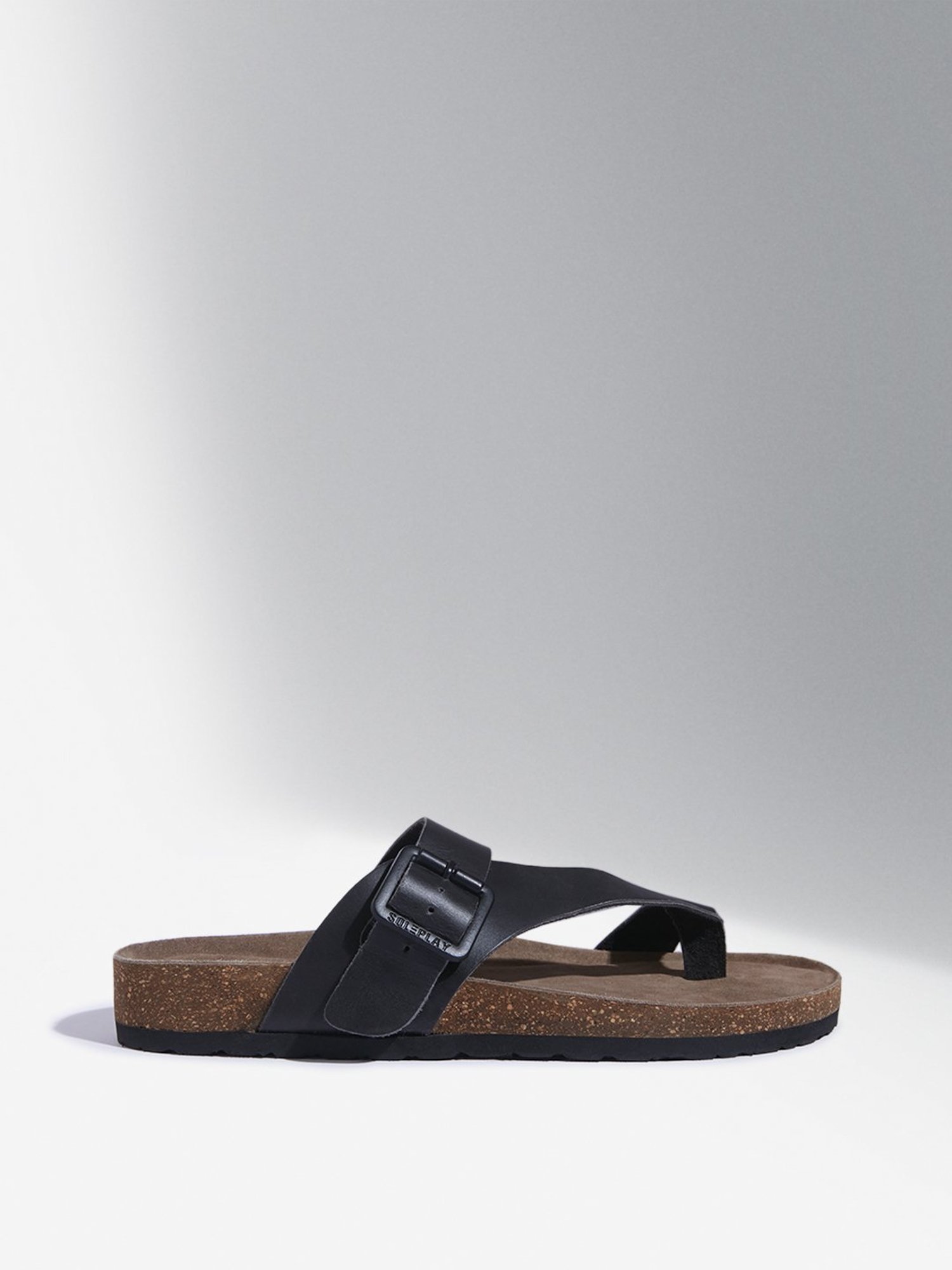 SOLEPLAY by Westside Black Buckle-Strap Leather Sandals