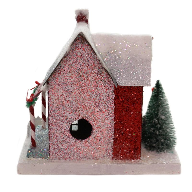 Cody Foster 9.0" Merry & Bright Bungalow House Glitter Putz Christmas  -  Decorative Figurines
