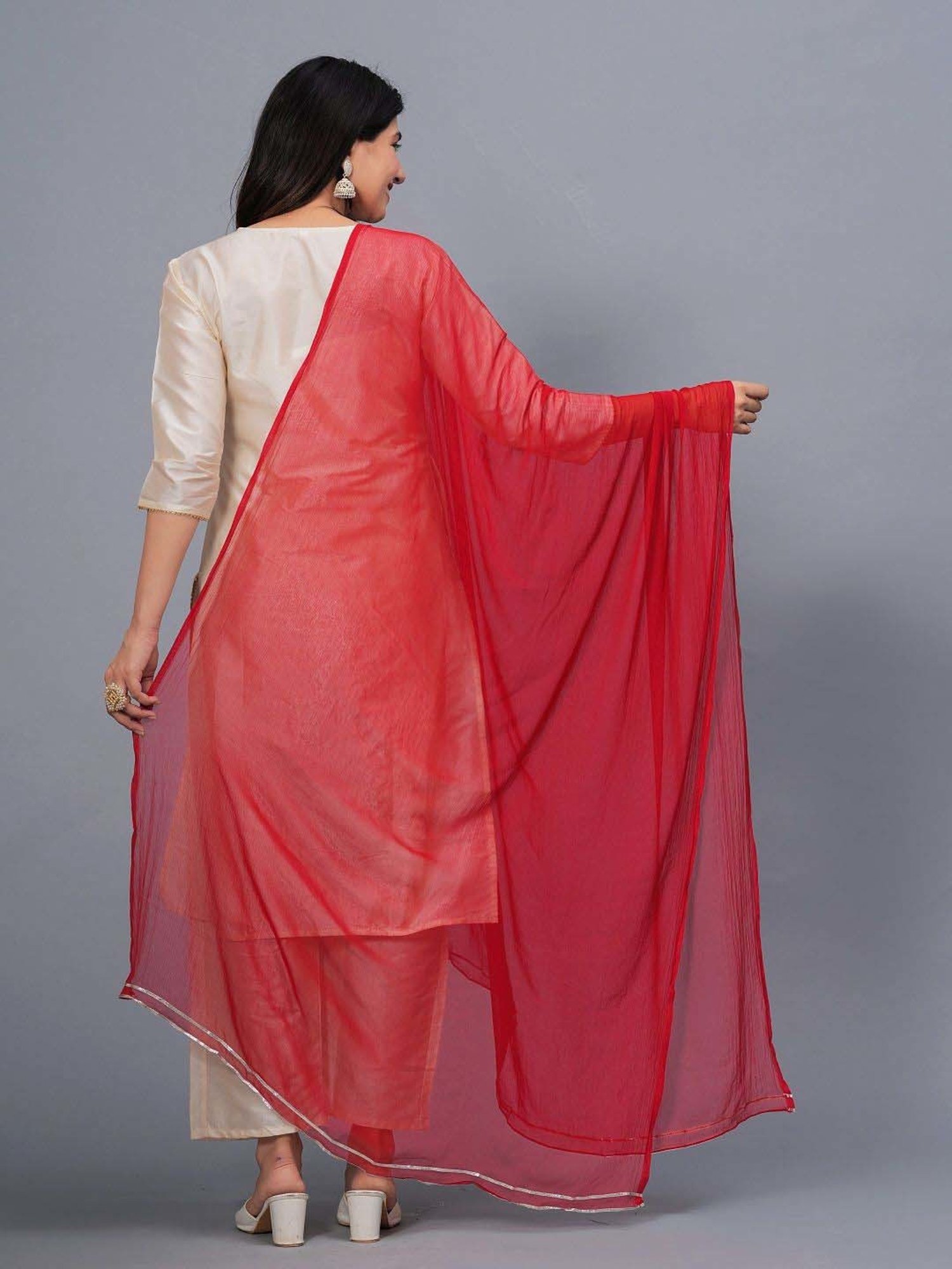 Stylum Red Plain Dupatta