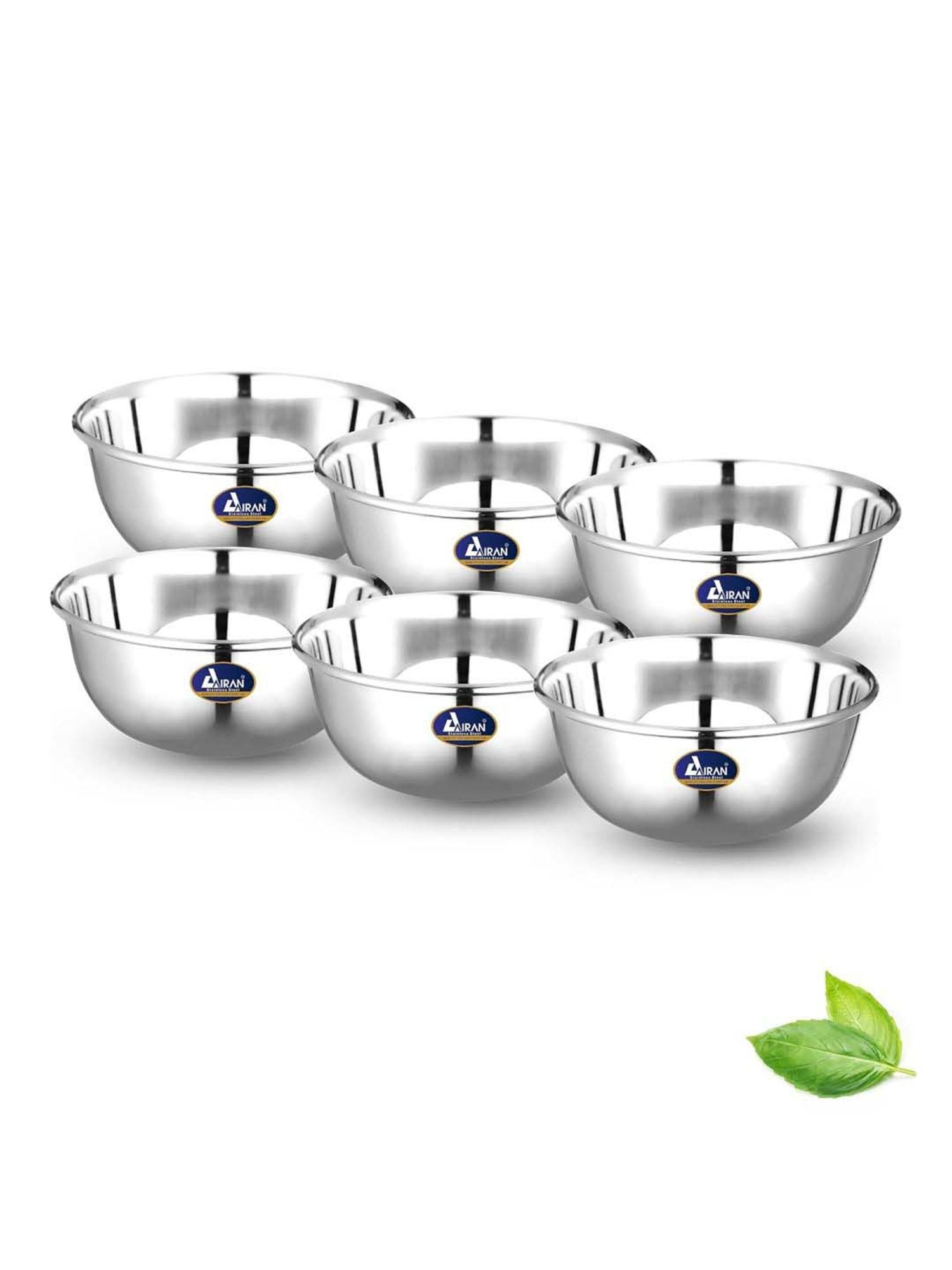 Airan Silver Stainless Steel Bowl - Set of 6