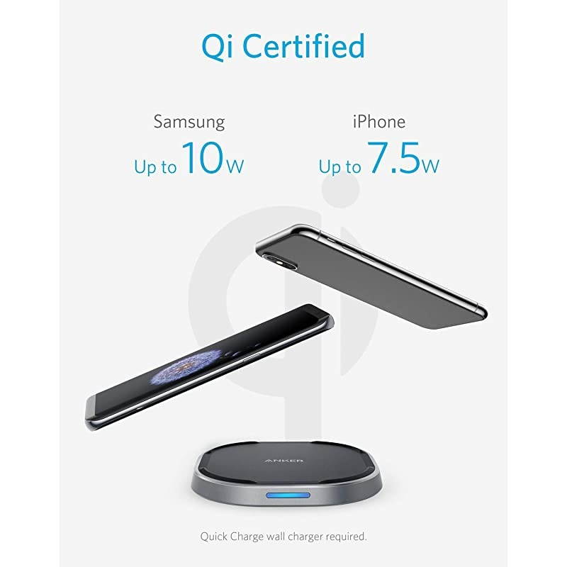 Wireless Charger with USBC 15W Metal Fast Wireless Charging Pad QiCertified 75W Fast Charge iPhone XSXS MaxXRX88 Plus 10W for Galaxy S9S9+S8Note 9 PowerWave 15 PadNo AC Adapter