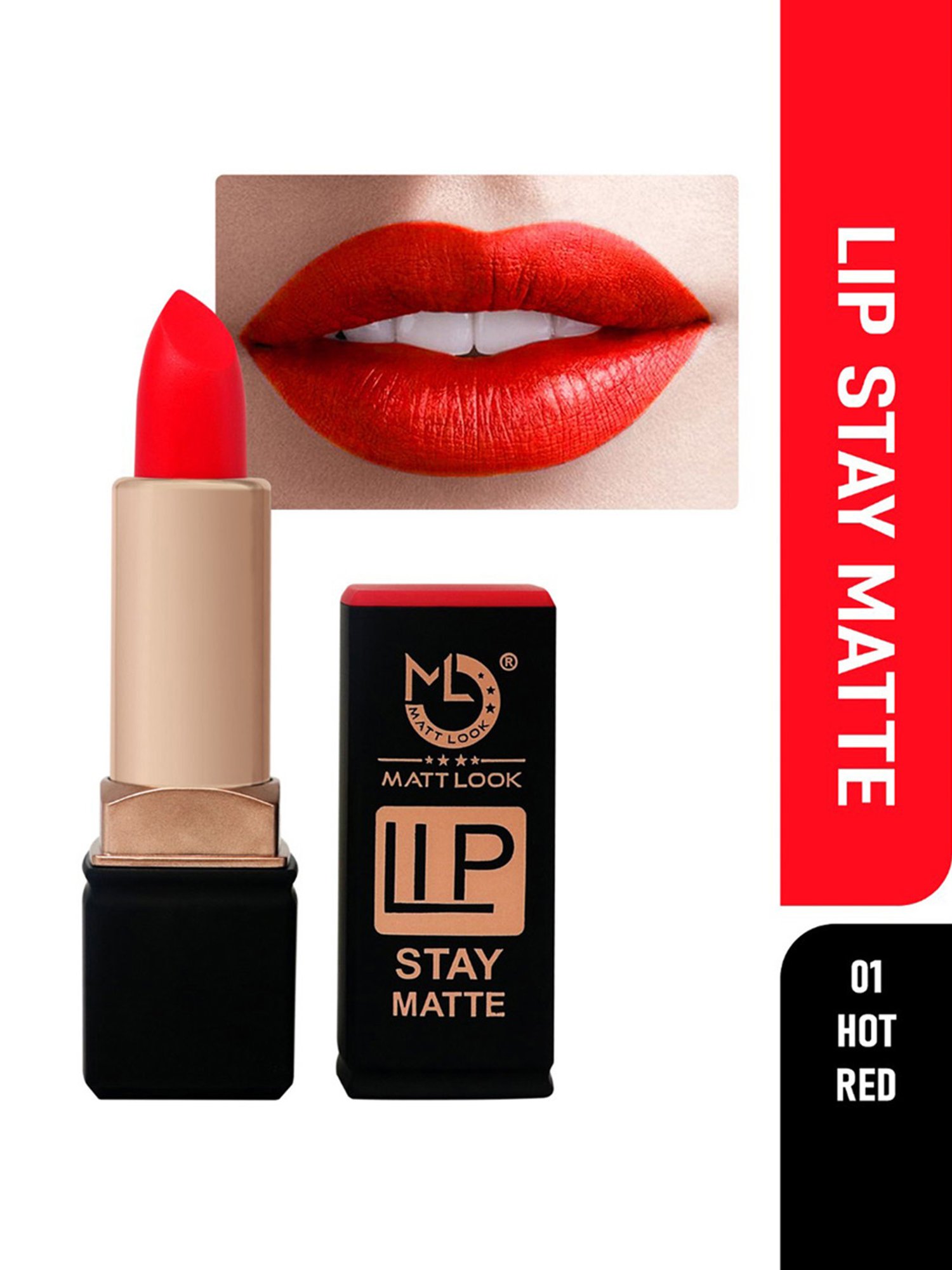 Matt Look Lip Stay Matte Lipstick 01 Hot Red - 3.5 gm