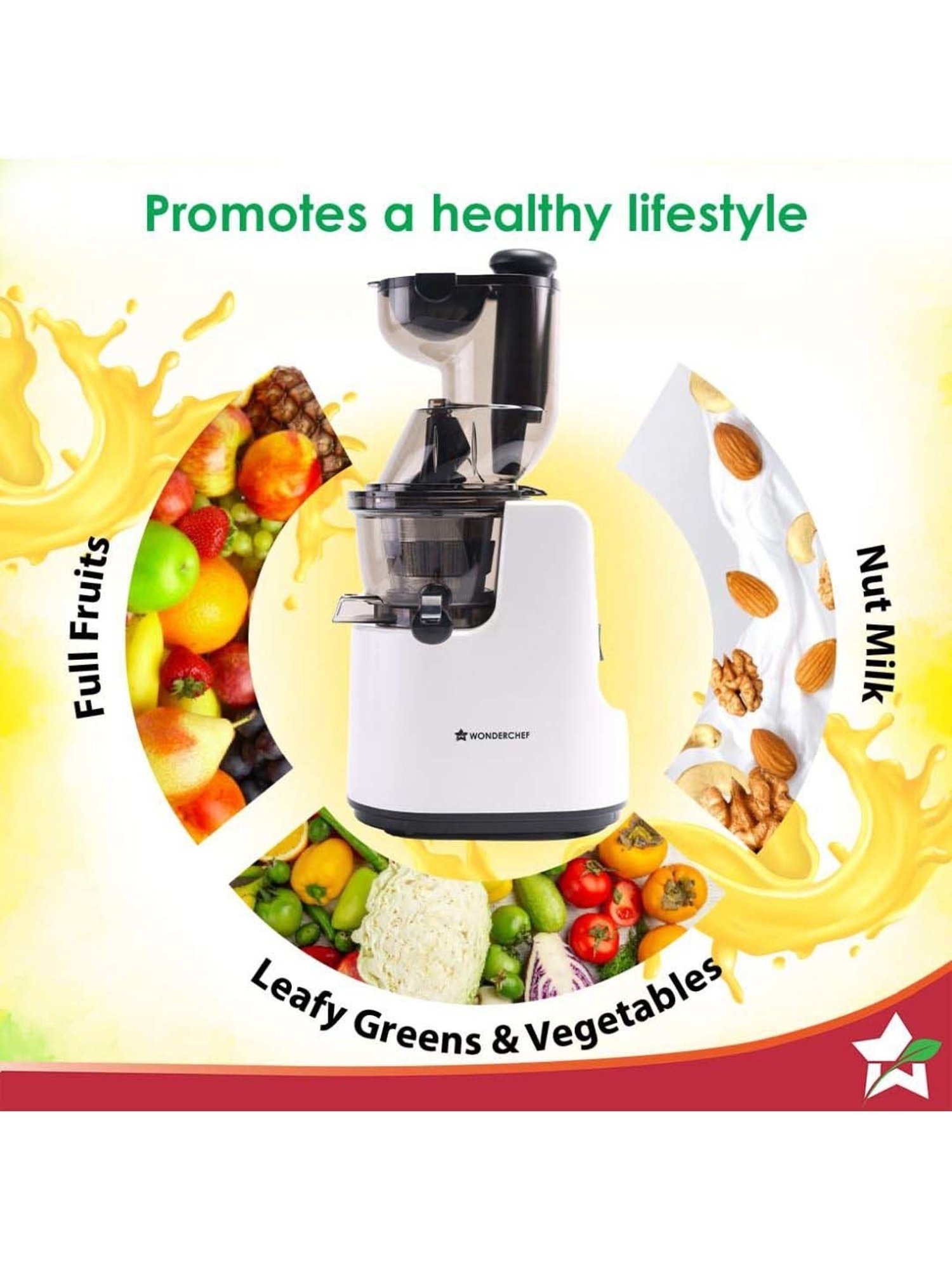 Wonderchef Regenta 55 RPM Full All-in-1 Fruit & Vegetable Juicer | (240W, White)
