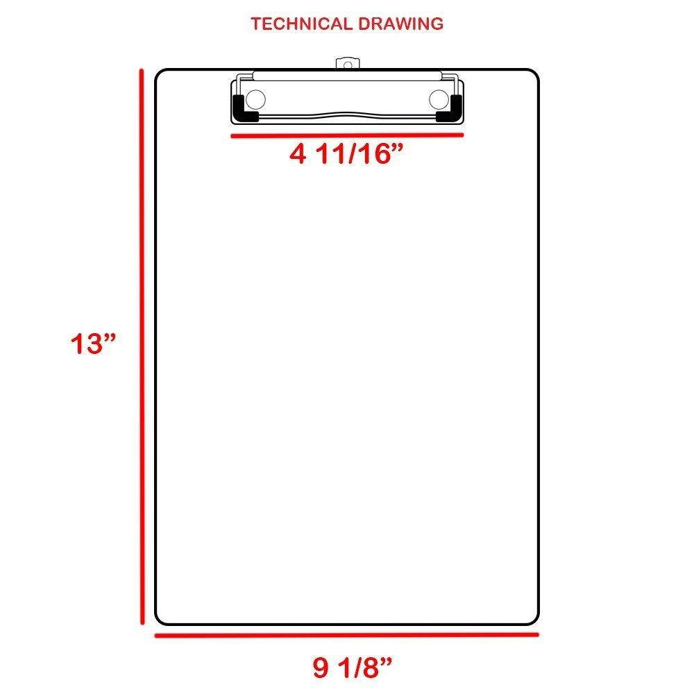Acrimet Clipboard Letter Size Low Profile Clip (Hardboard) (3 - Pack)