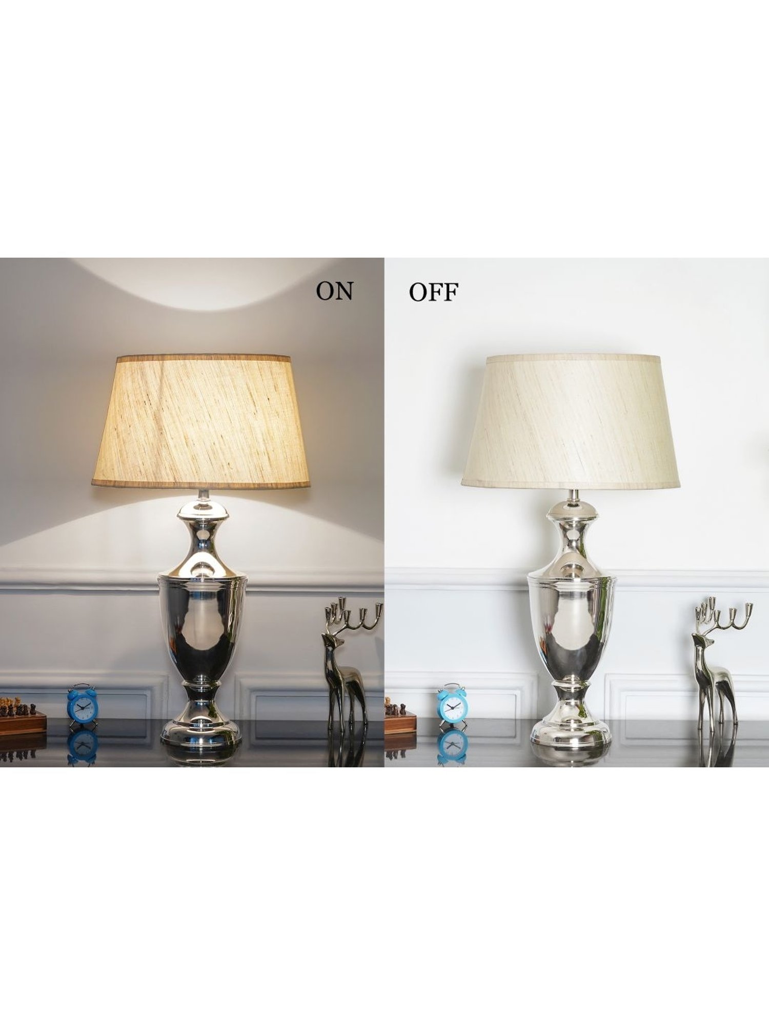 Kapoor Lamp Shades Chrome & White Metal Table Lamp