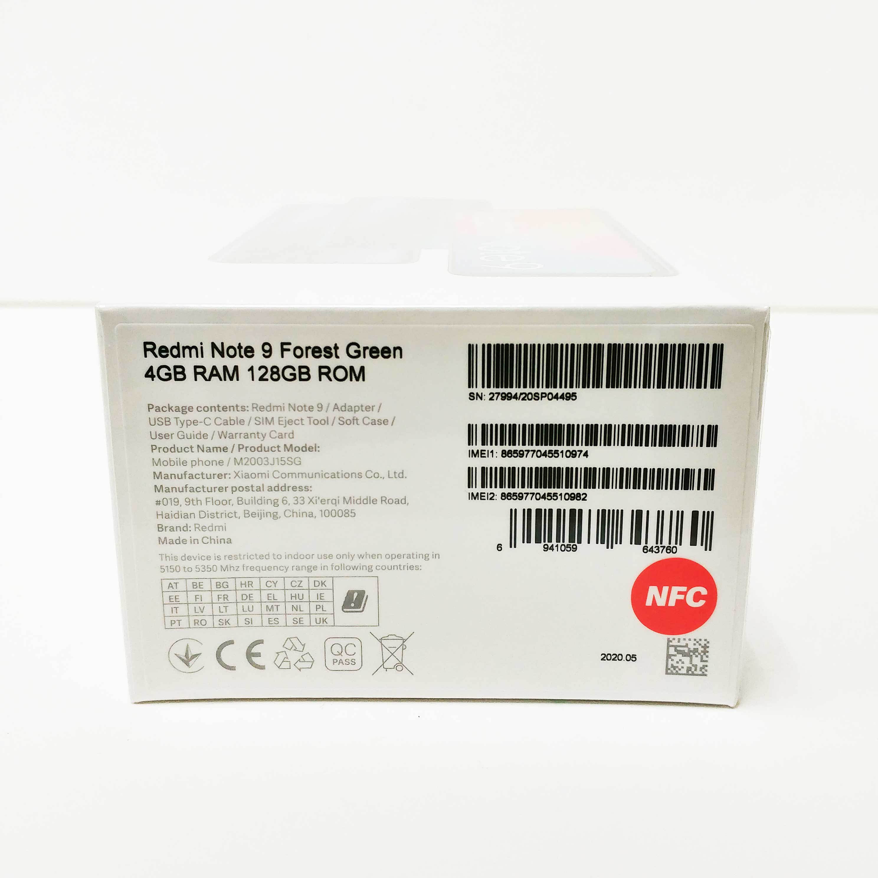 Xiaomi Redmi Note 9 128GB Dual SIM GSM Only , 5020mah Battery, 6.53" FHD + Display 4G LTE 4GB RAM 48MP Quad Camera Hotshot Smartphone - Forest Green - International Version