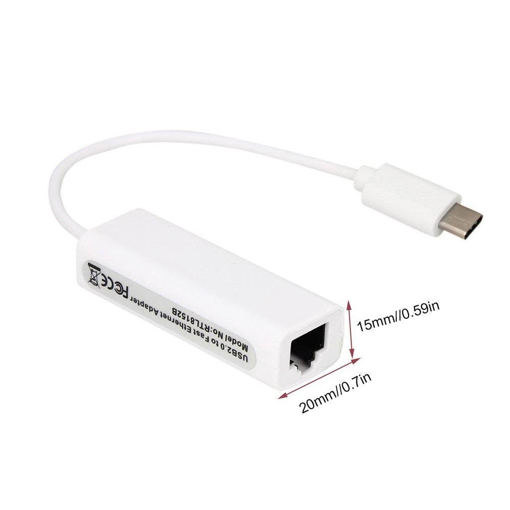 Maikou Fashion Mini Type-C Network Card High Speed USB 2.0 Interface Type-C to RJ45 Adapter for Apple for Macbook PC