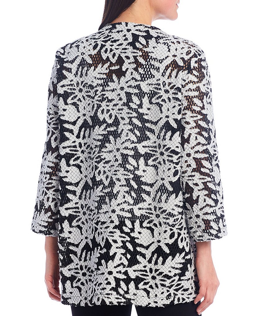 Ali Miles Petite Size Floral Burnout Lace Jacquard One Button Jacket