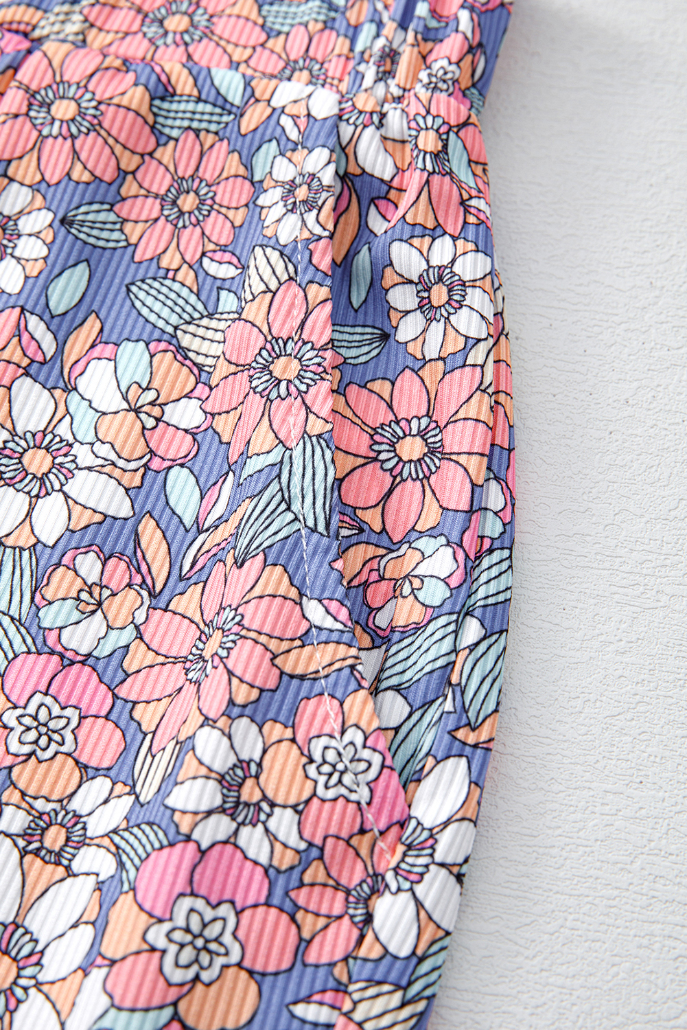 Skobeloff Textured Ruffle Split Top and Drawstring Shorts Set