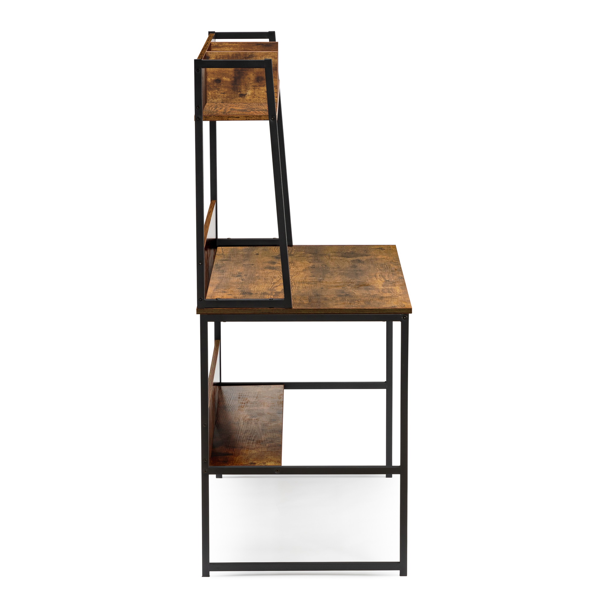 47 inch Computer Desk Office Writing Desk Workstation Desk Gaming Desk with Bookshelf Desktop Display Shelves Bottom Storage Shelves for Home Office Small Space