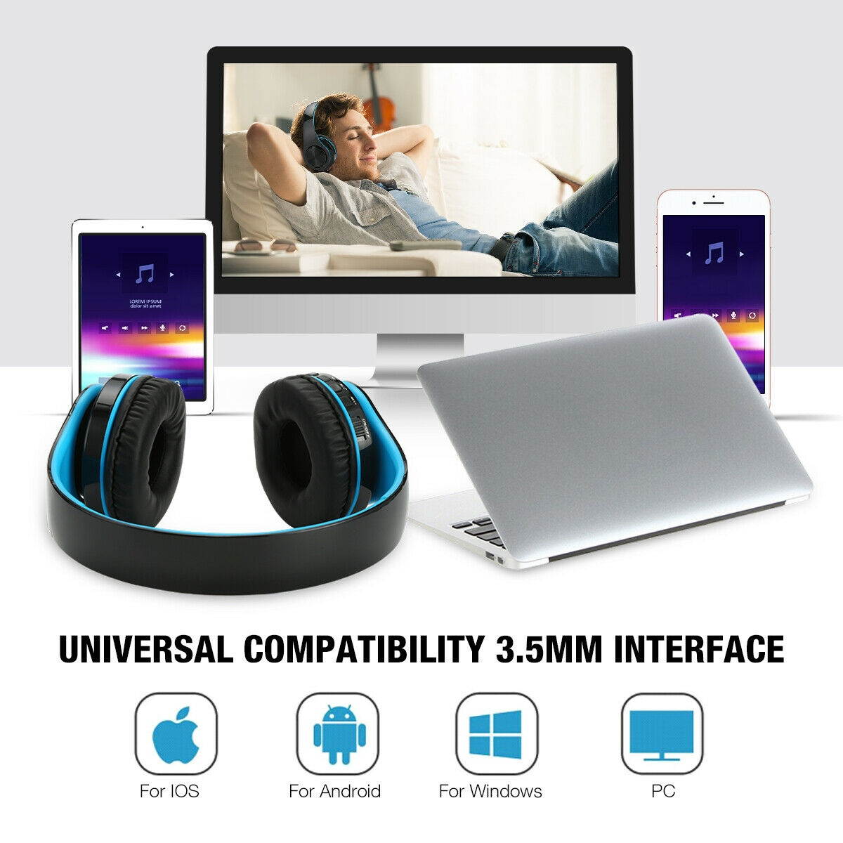 Wireless Stereo Bass Surround Gaming Headset for PS4 New Xbox One PC with Mic US