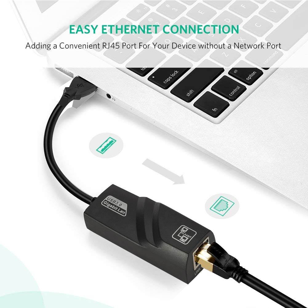 Hannord USB 3.0 to Ethernet Adapter Network Wired Cable Gigabit RJ45 LAN Converter - Lightning10/100/1000Mbps Compatible for MacBook Laptop PC Desktop with Windows 10 8 7 Vista Linux Mac Chrome OS