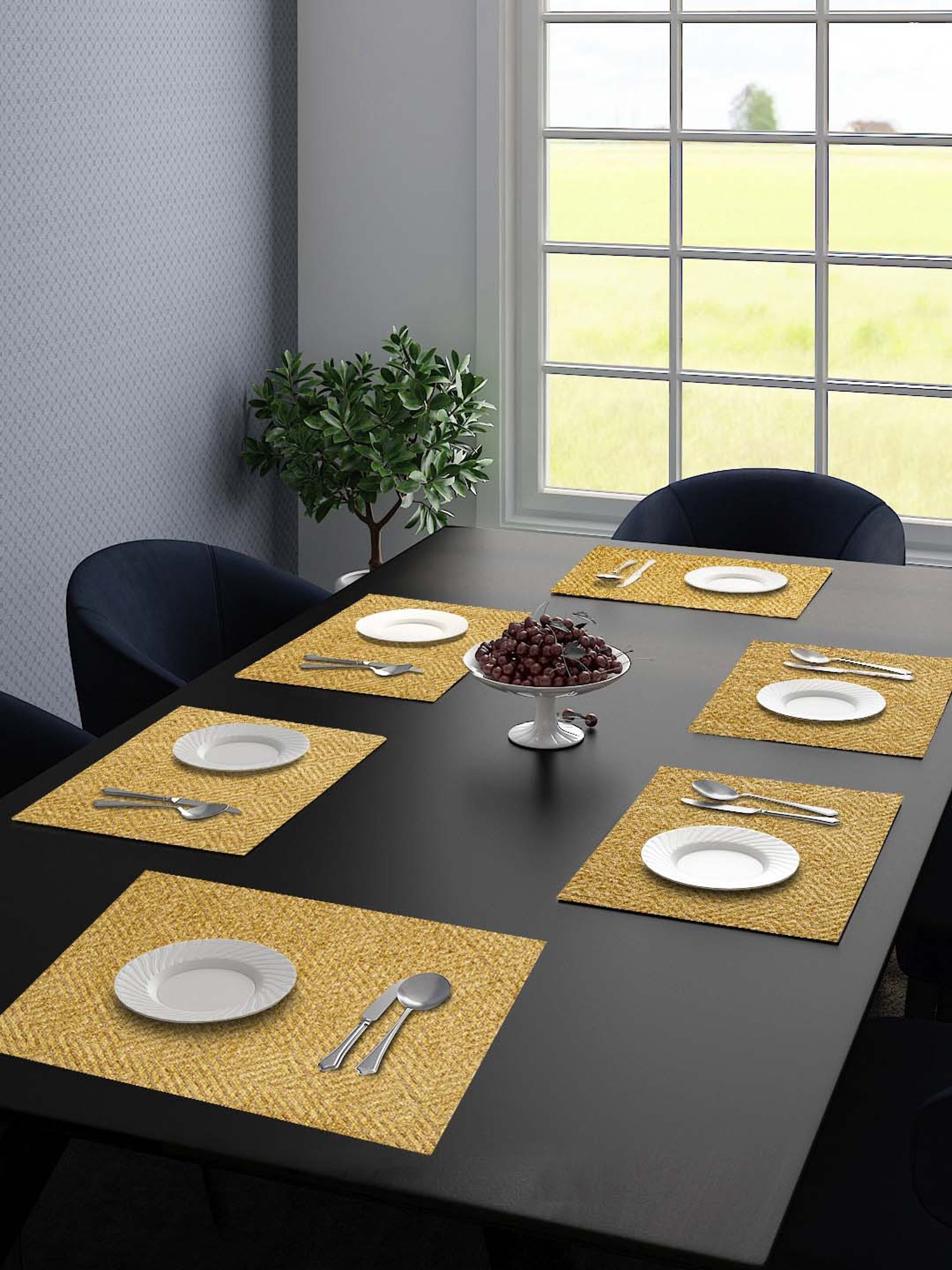 Saral Home Golden Chenille Placemats - Set of 6