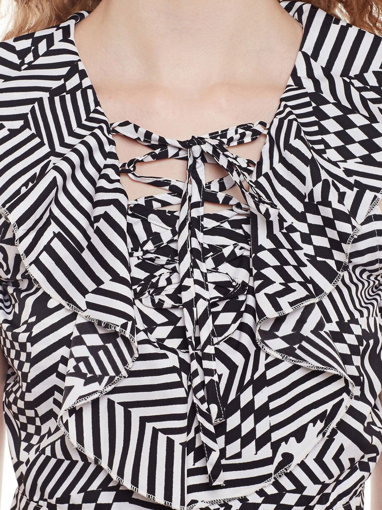 Belle Fille Black & White Printed Jumpsuit