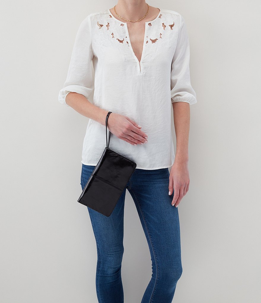 HOBO Link Leather Zip Wristlet