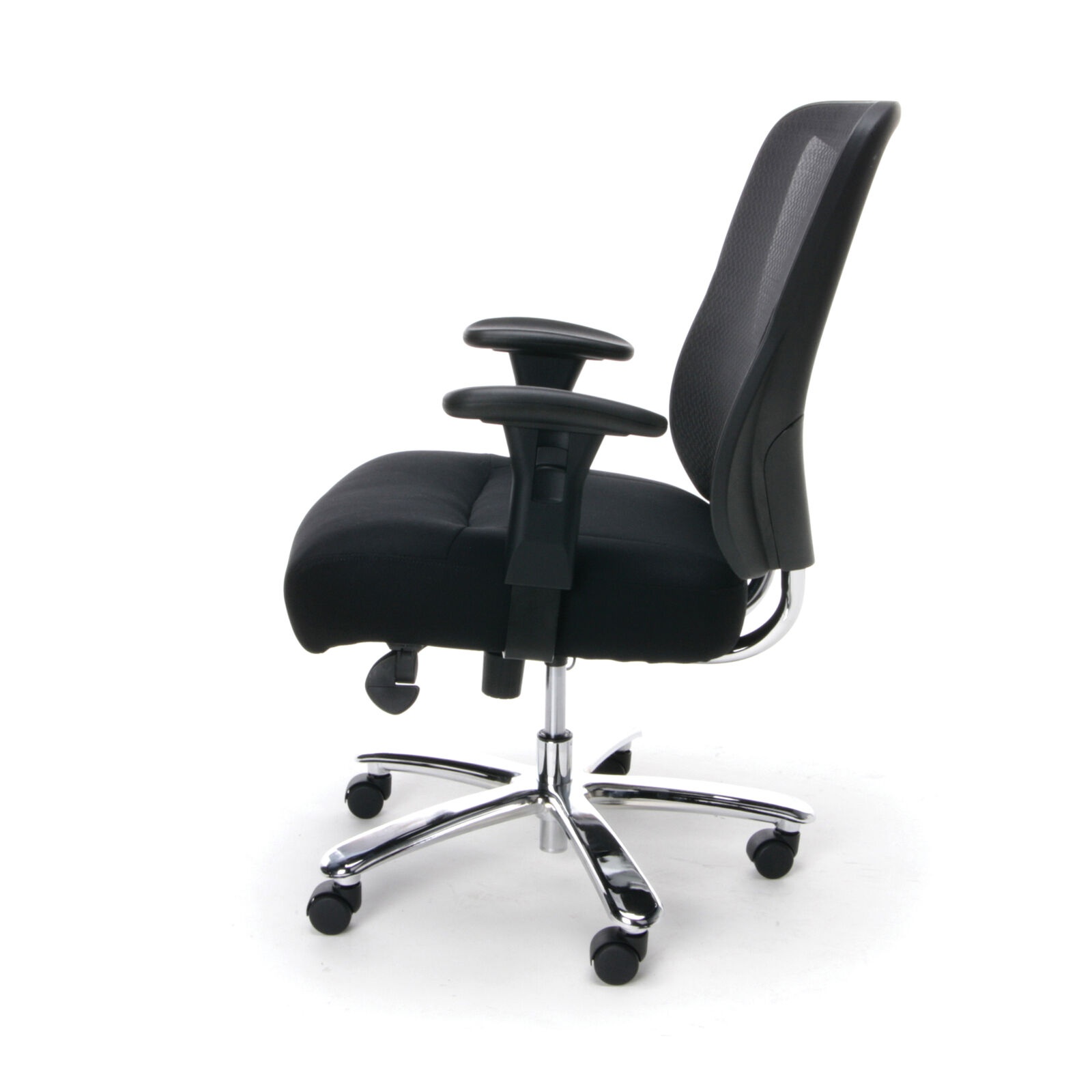 OFM ESS-200-BLK Big And Tall Swivel Mesh Office Chair With Arms, Black & Chrome