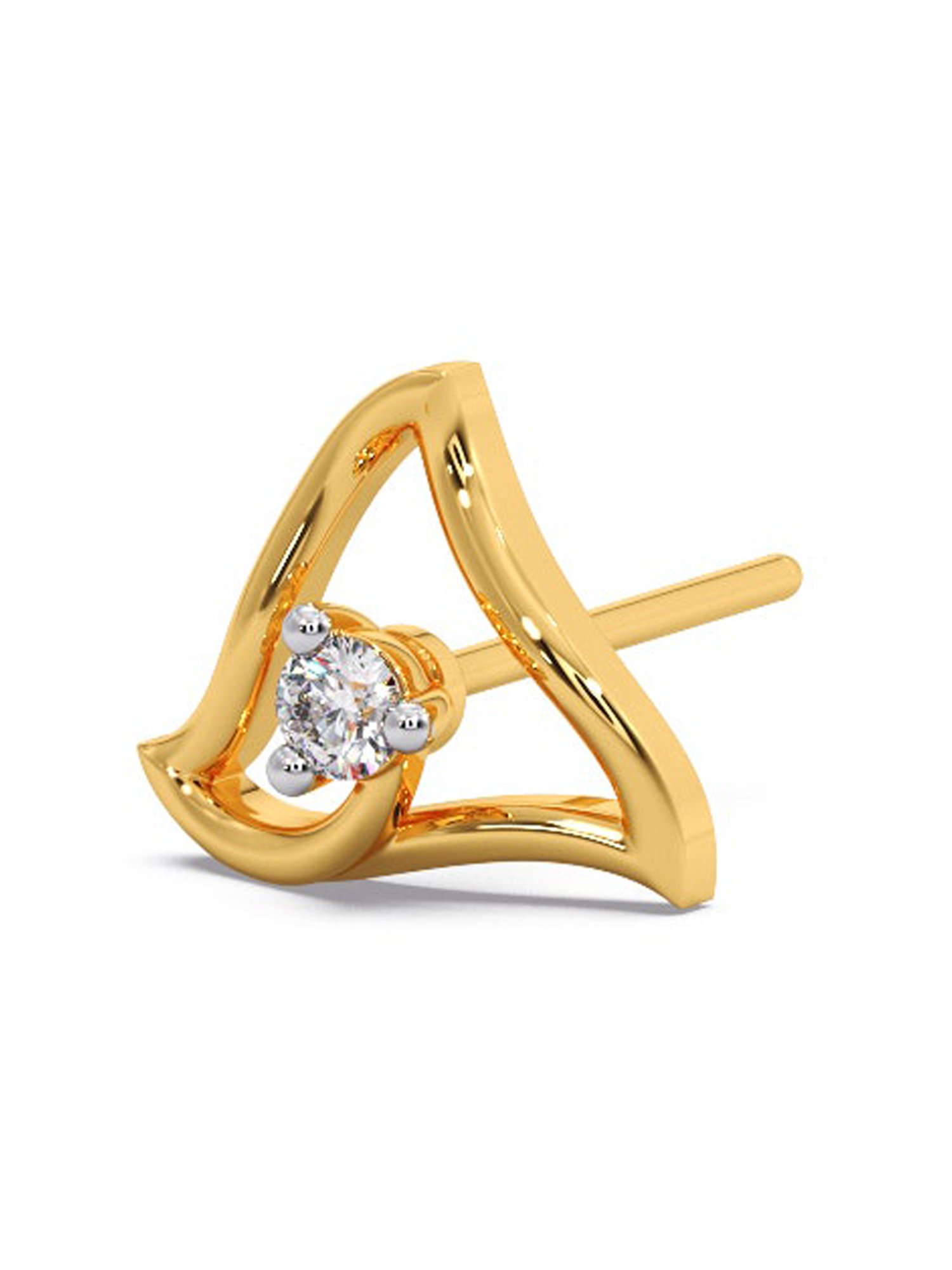 Candere by Kalyan Jewellers Stylish 18K Yellow Gold and Diamond Stud Earrings