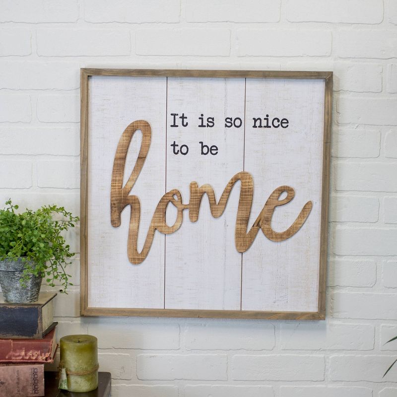 Wood "Home" Wall Sign Panels White 20.1" x 20.1" - VIP Home & Garden