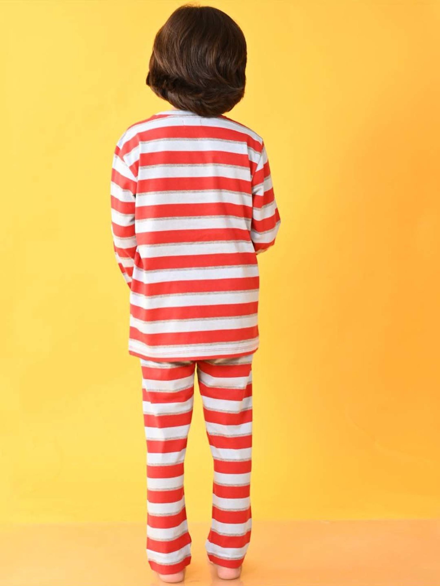 Anthrilo Kids Multicolour Cotton Striped Full Sleeves T-Shirt & Trouser