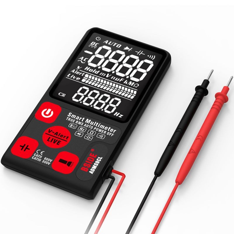 BSIDE 9999 Counts Smart Multimeter True RMS Digital Multimeter Measuring AC/DC Voltage Resistance Frequency with EBTN LCD Display DC/AC Voltage Meter Resistance Capacitance and Diode Tester