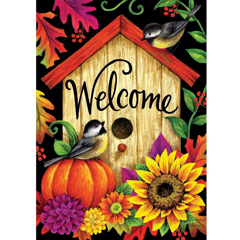 Home & Garden 18.0" Fall Birdhouse Flag Double Sided Custom Decor  -  Flags