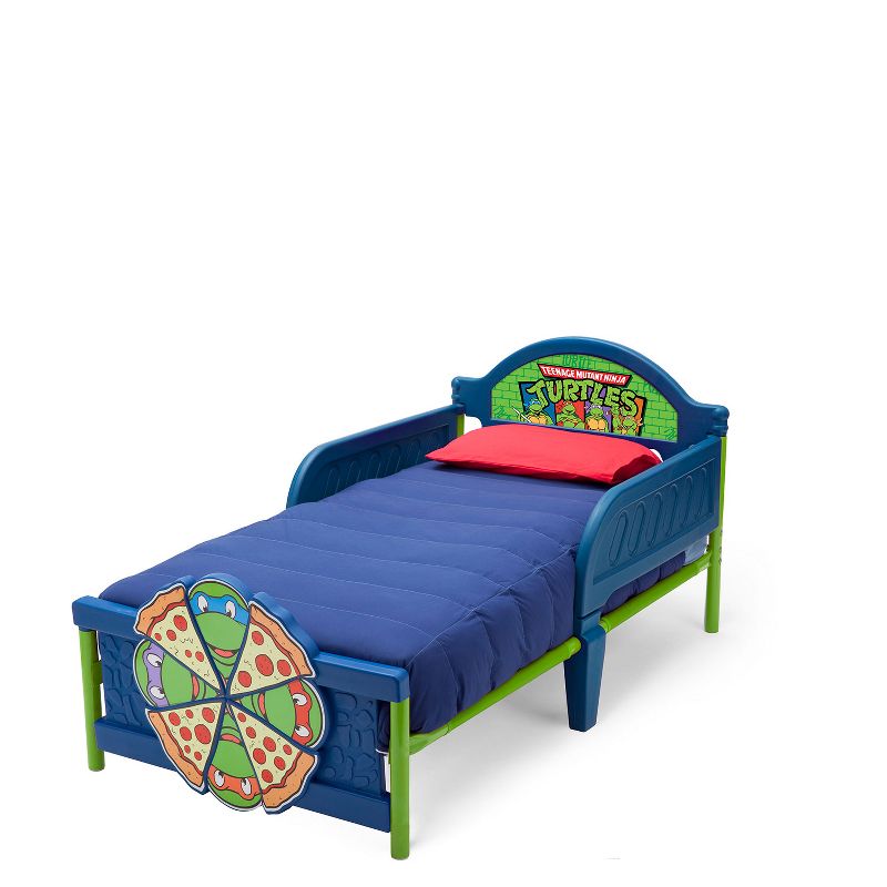 Delta Children 3D Design Teenage Mutant Ninja Turtles Low Sitting Easy Access Headboard and Footboard Included Toddler Bed with Guardrails
