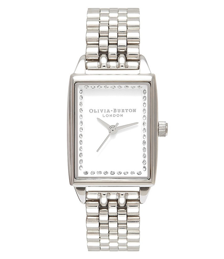 Olivia Burton Classic Sparkle Tank Silver Bracelet Watch