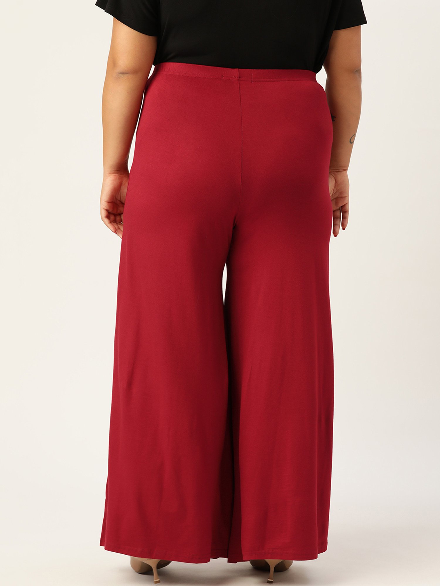theRebelinme Maroon High Rise Palazzos