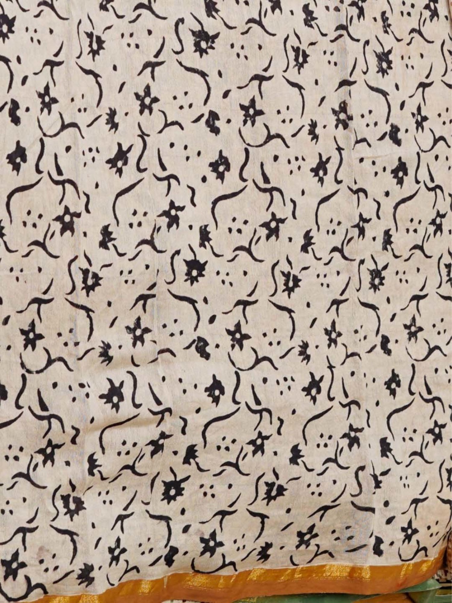 Unnati Silks Brown Floral Print Saree With Unstitched Blouse