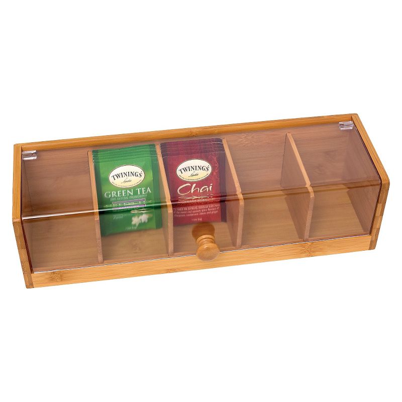 Lipper Bamboo & Acrylic 5-Section Tea Box