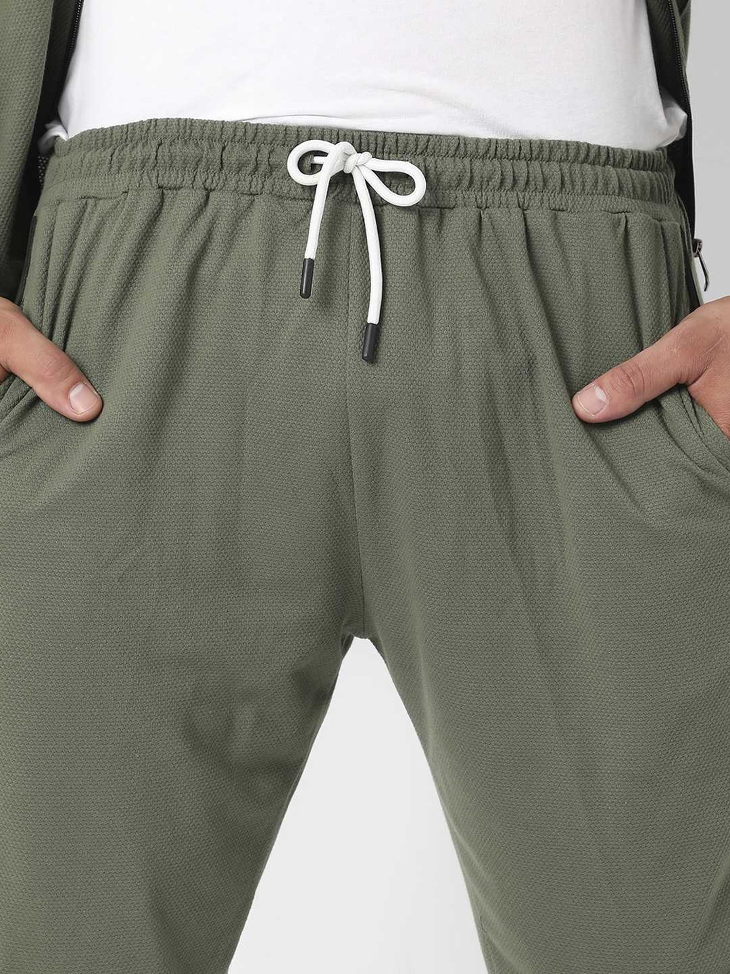 Instafab Plus Olive Green Regular Fit Plus Size Tracksuit