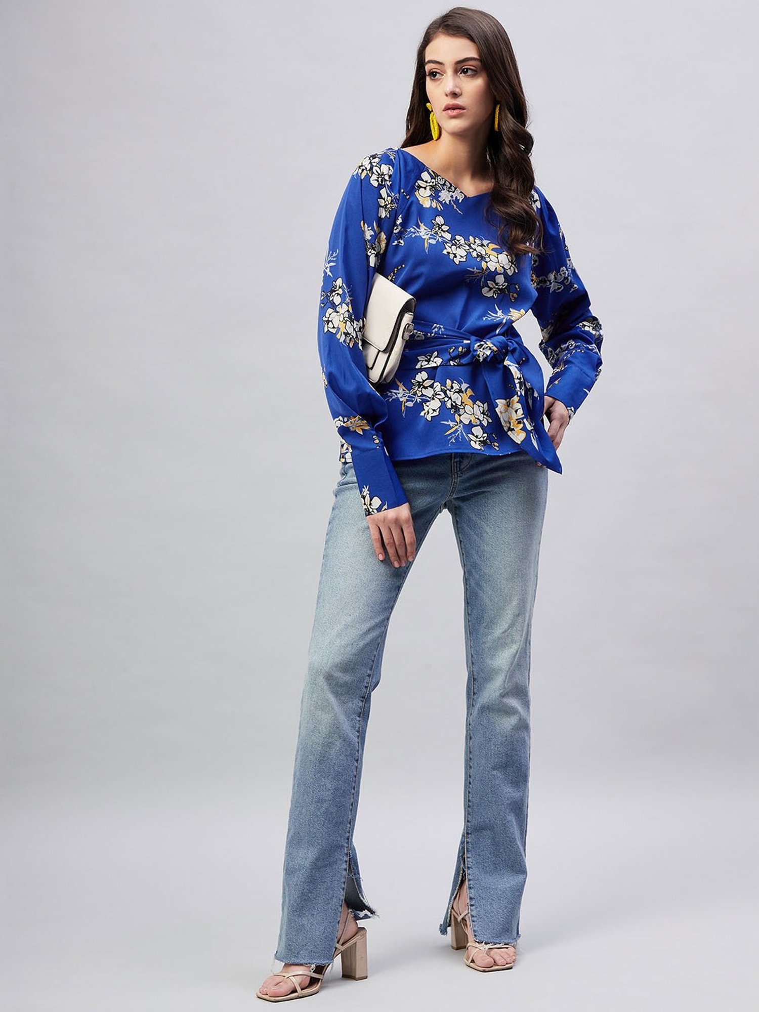 Rare Blue Floral Print Regular Fit Top