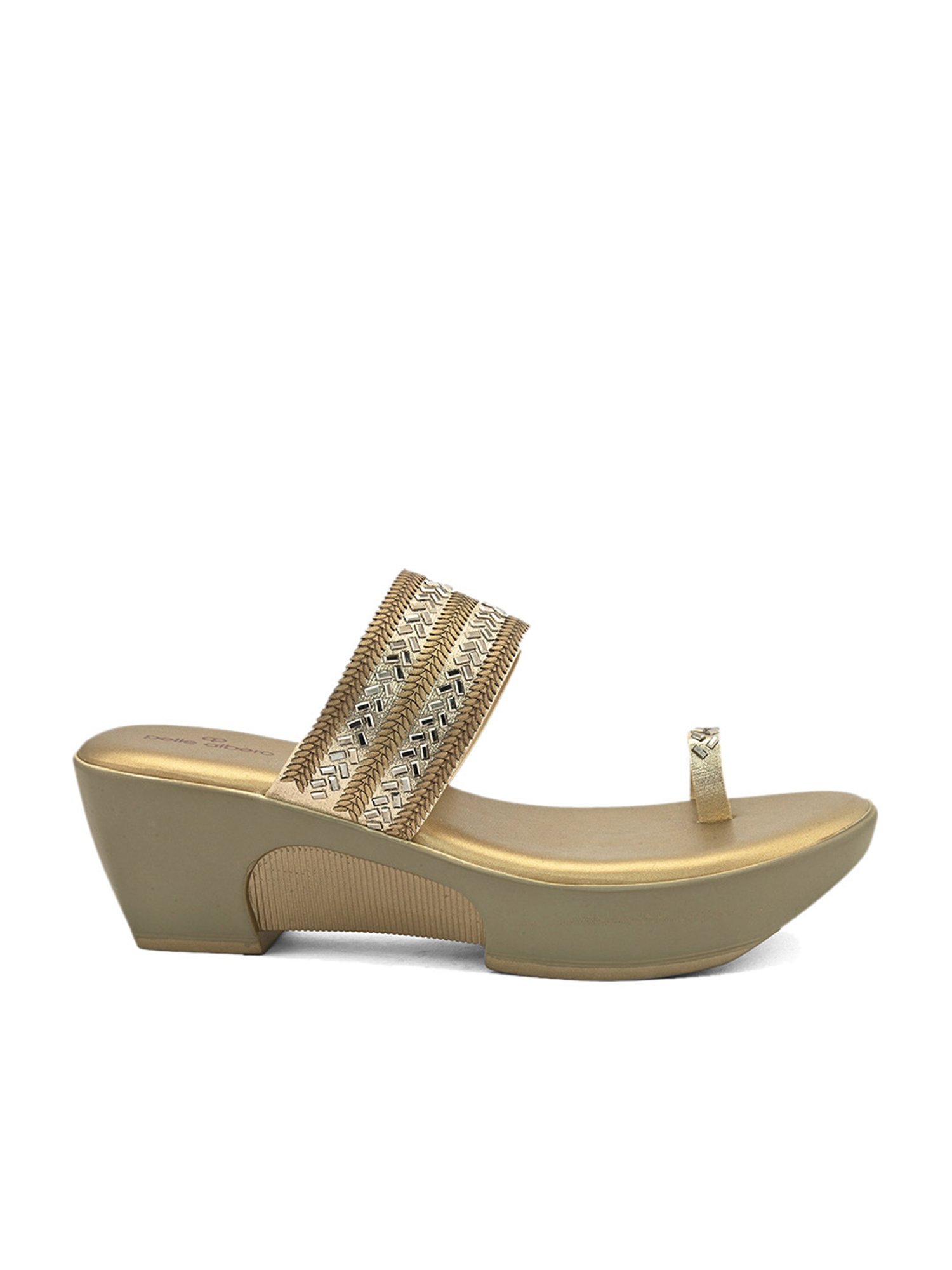 Pelle Albero Women's Antique Gold Toe Ring Wedges
