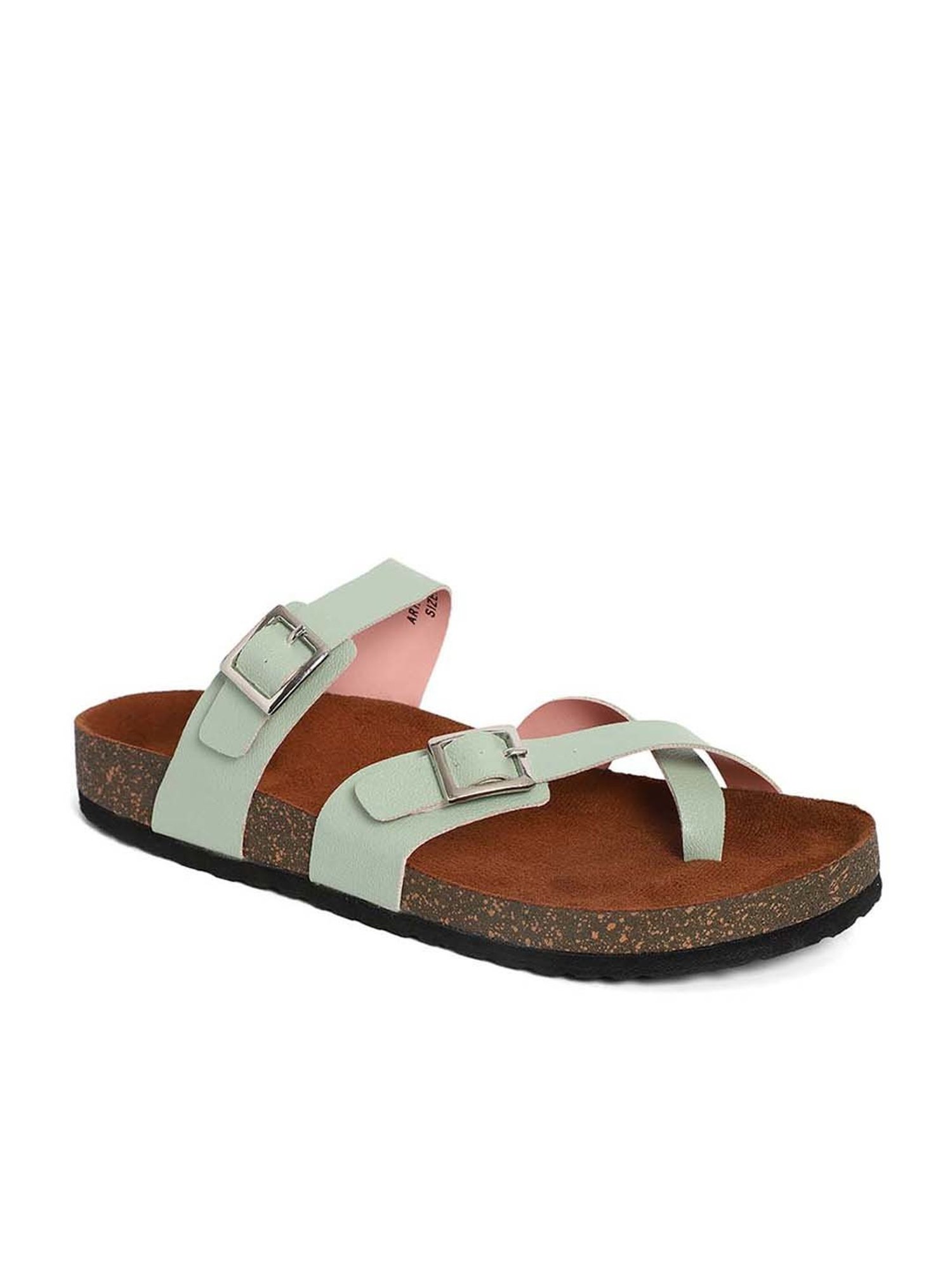Mozafia Women's Sea Green Toe Ring Sandals