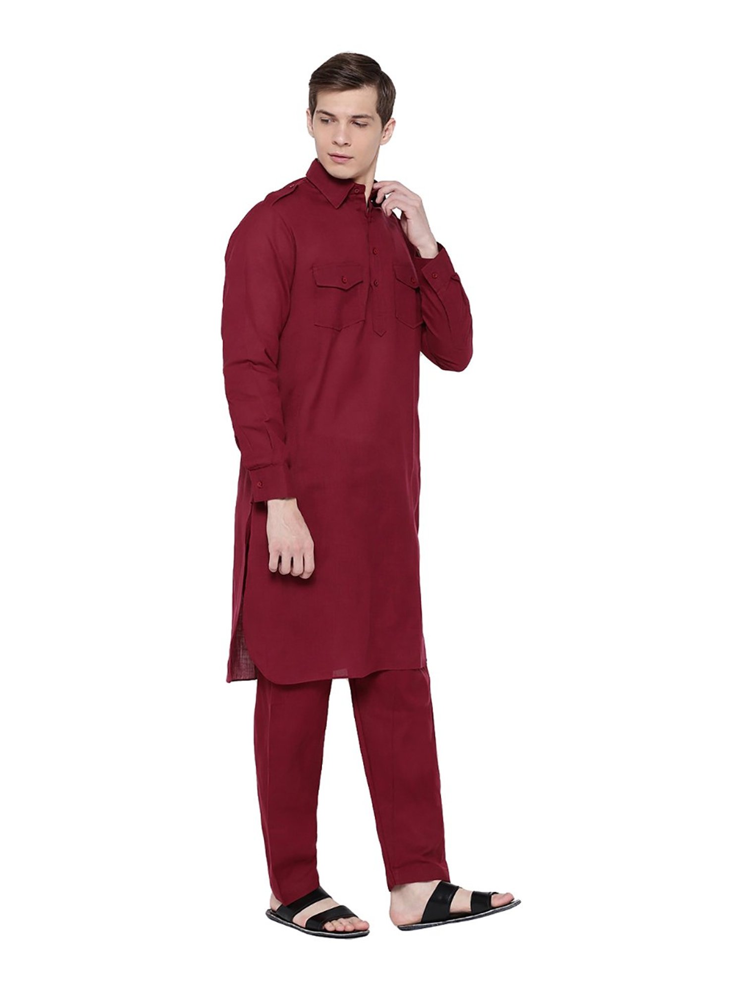 SG LEMAN Maroon Kurta Bottom Set