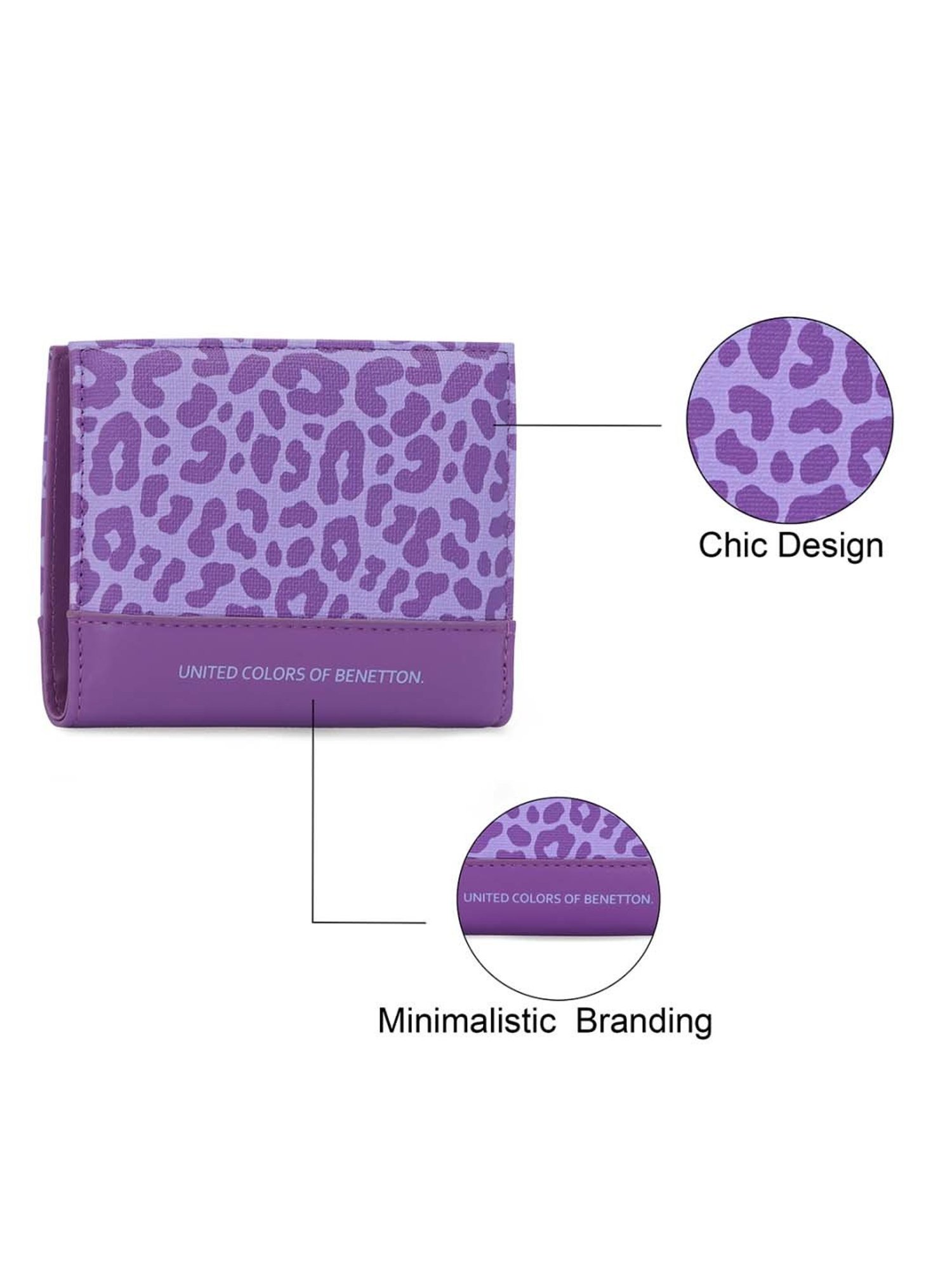 United Colors of Benetton Remi Violet Printed Bi-Fold Wallet For Women