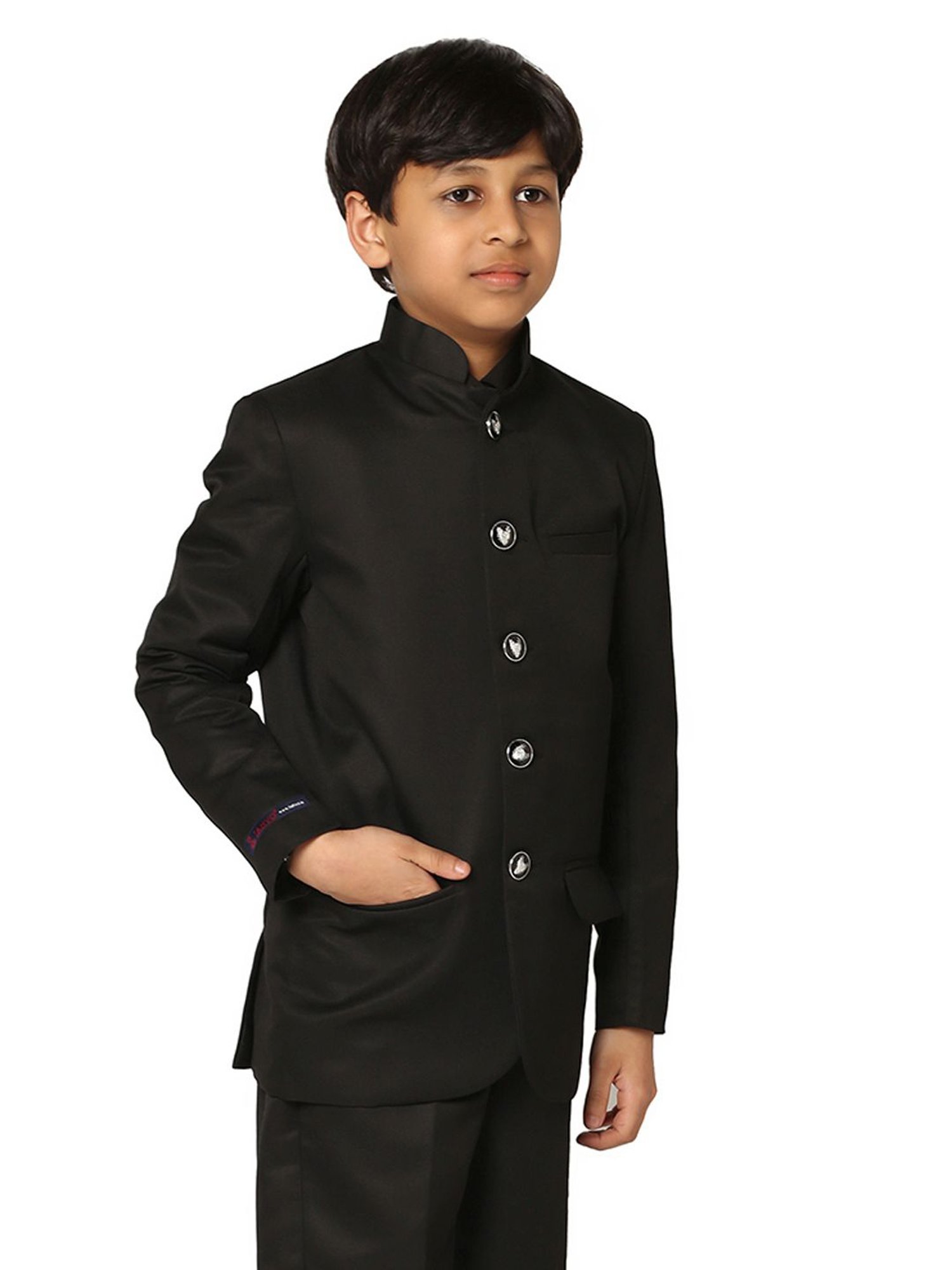 TAHVO Kids Black Slim Fit Full Sleeves Blazer