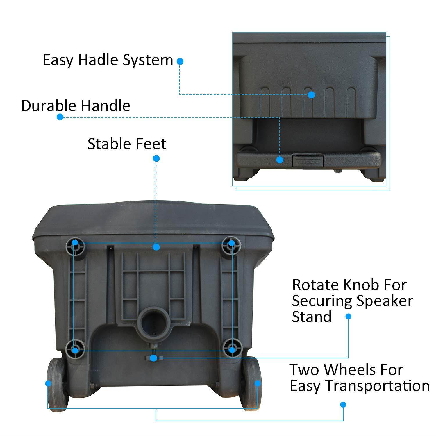Starqueen 15Inch Trolley Bluetooth PA Speaker with 2 Wireless UHF Microphones, Battery Powered Rechargeable Karaoke DJ Speaker with Led Lights, Active Loud Digital Sound Box, FM/MP3/USB/TF Card/AUX