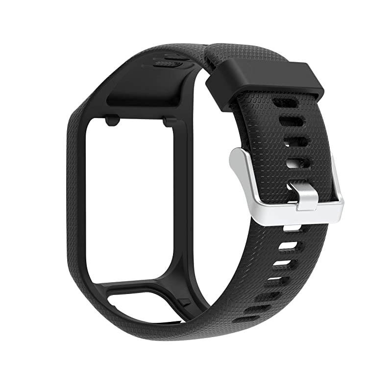 Bands for Tomtom Runner 23 StrapCompatible with Spark 3Golfer2AdventurerRubber Replacement Band for Screen ProtectorGPS Smart Watch AccessoriesBlack