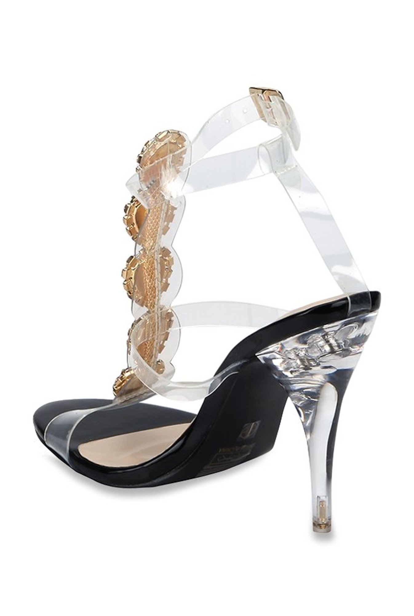 Truffle Collection Black T-Strap Stilettos