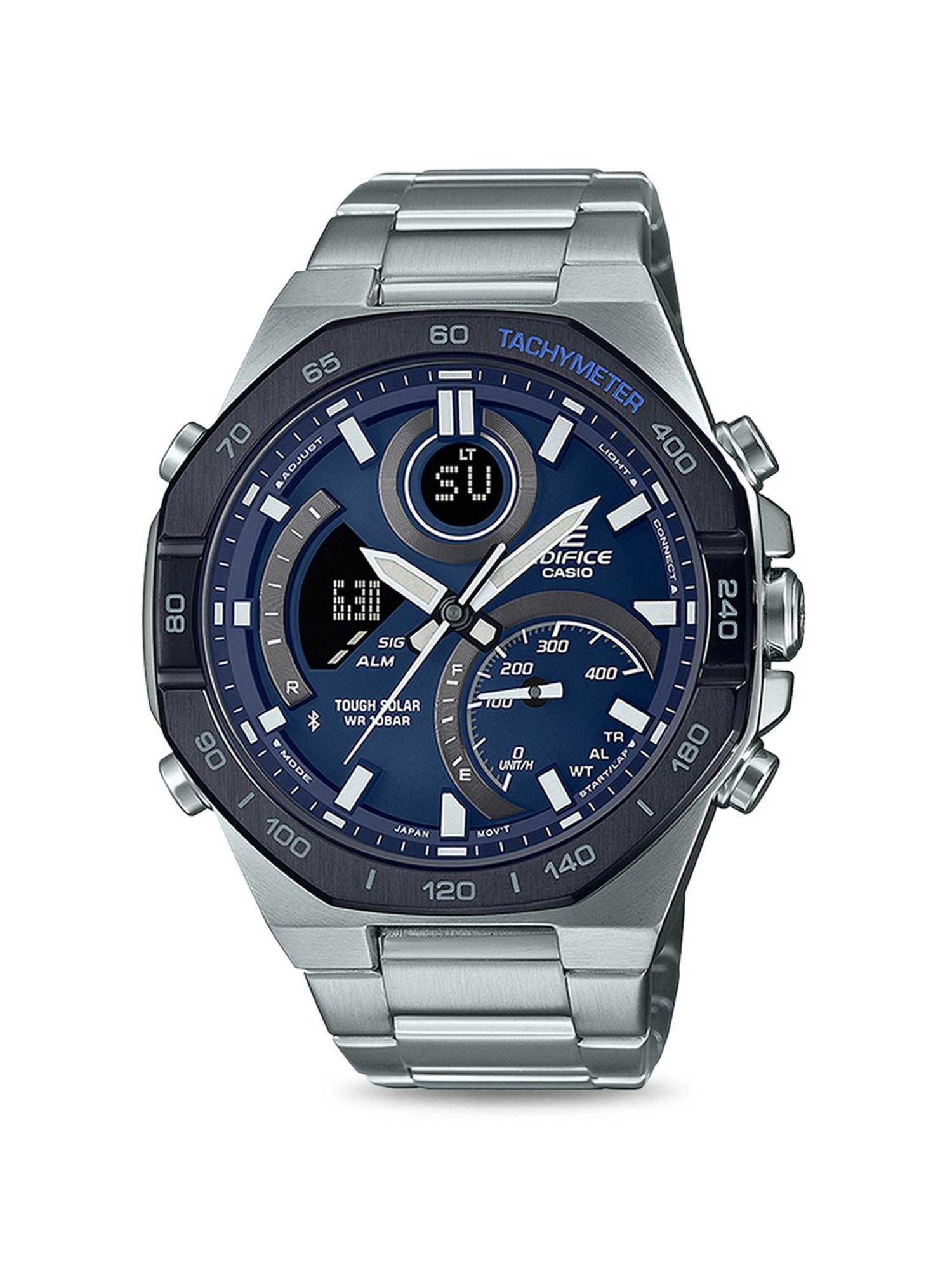 Casio EDifice ECB-950DB-2ADF Blue Ana-Digi Dial Silver Stainless Steel Band Men's Watch EX555