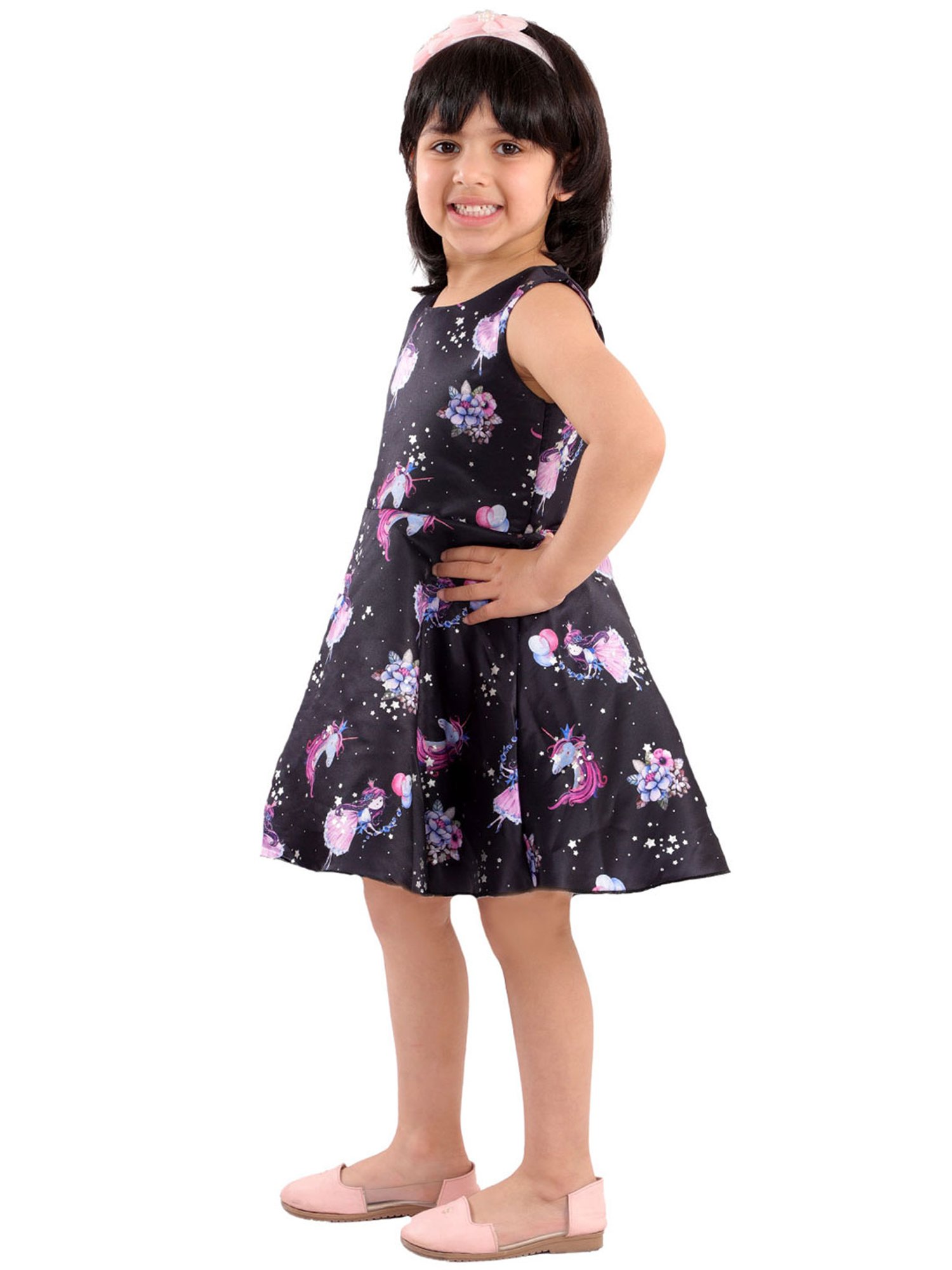 KidsDew Kids Black Printed Dress