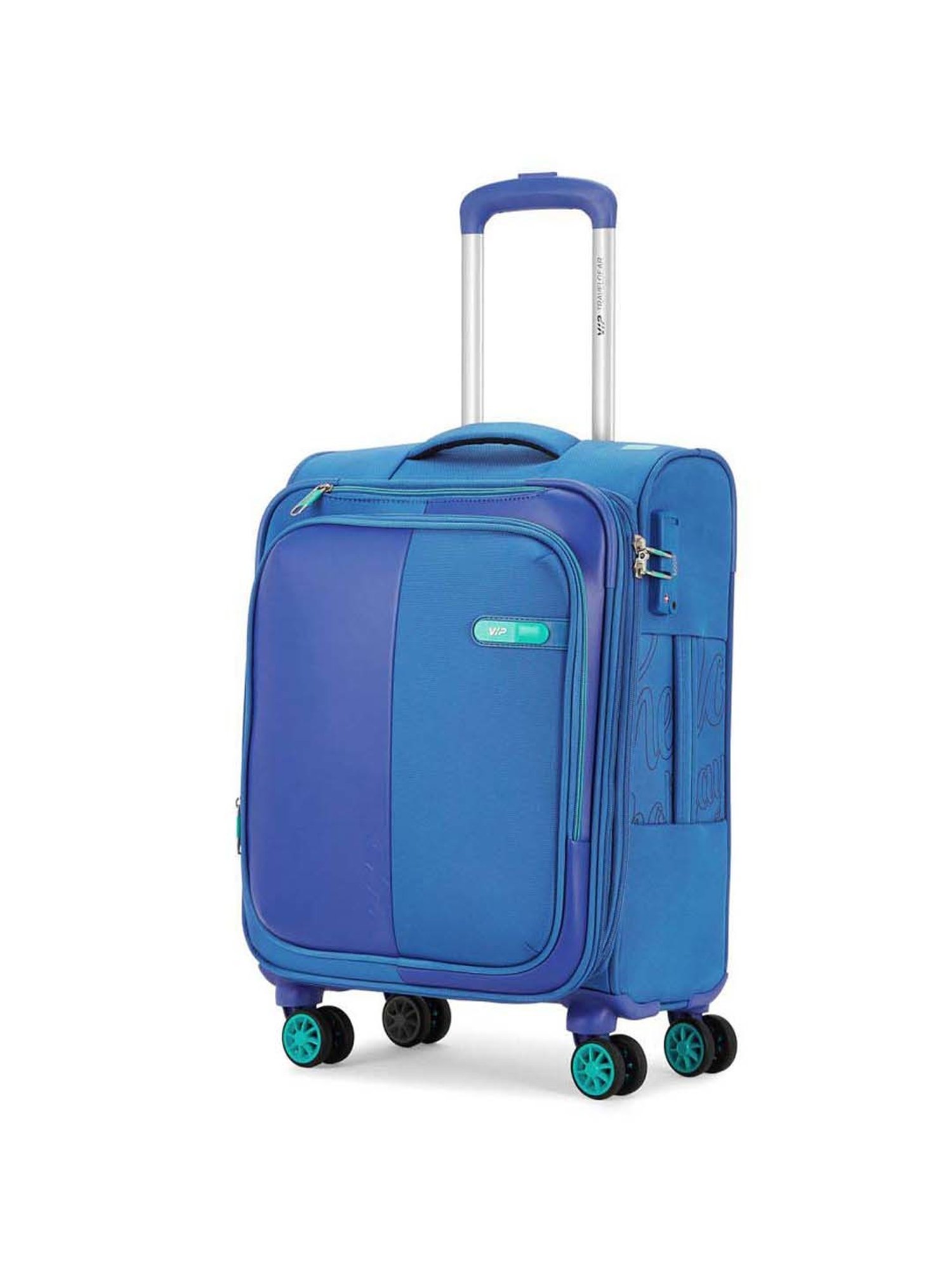 VIP Lucern Str Exp Blue Color Block Soft Cabin Trolley Bag - 37.5 cm