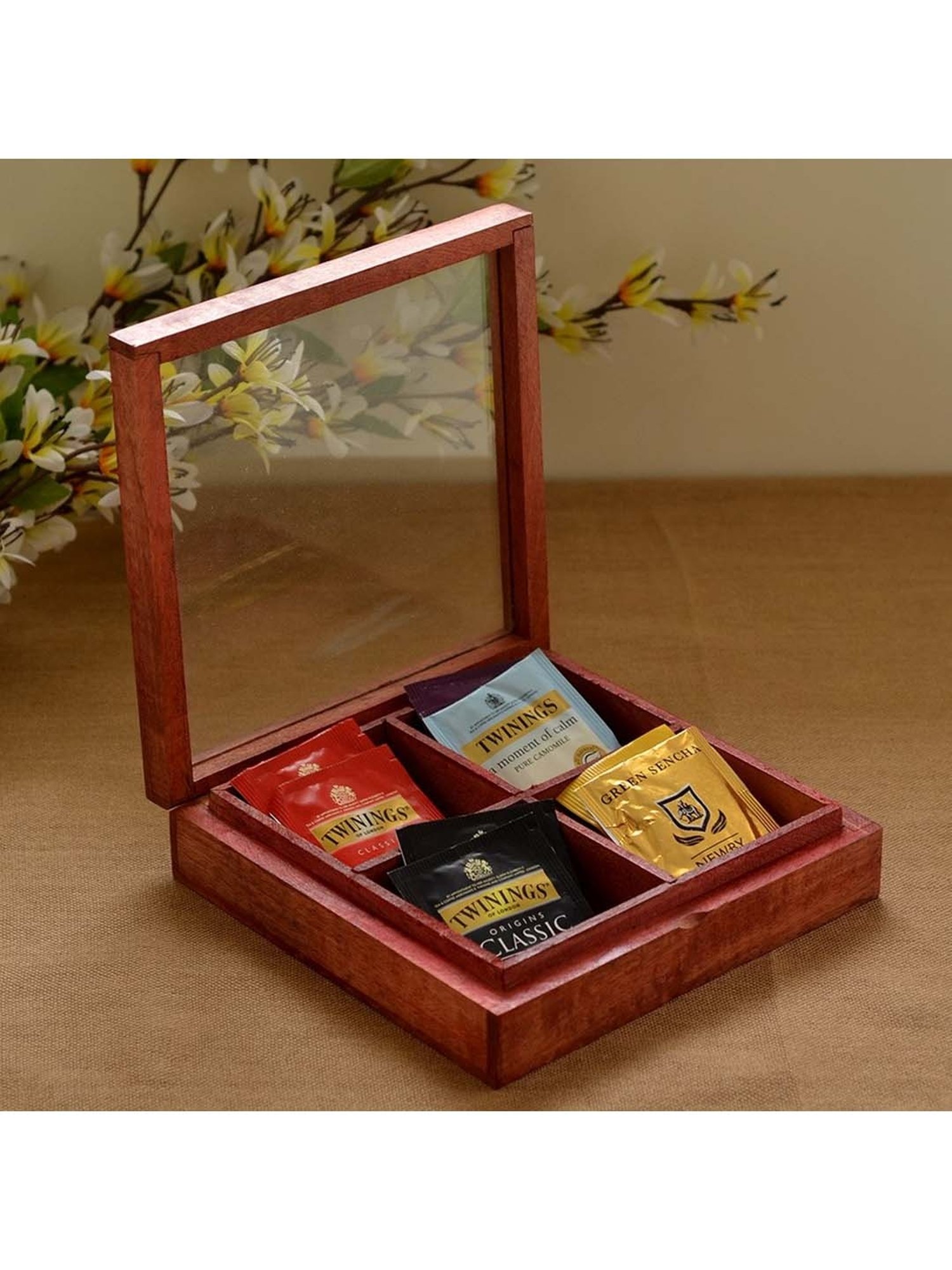 Unravel India Red Wood Utility Box - Set of 1